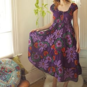 Floral Purple Boho Summer Dress